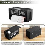 Trash Bag Dispenser, Wooden Garbage Bag Holder, Fits Most Standard Sizes, Wall Mount or Countertop, V1366-AZ2-W-14615