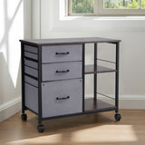 Mobile Metal File Cabinet with 3 Fabric Drawers and 2 Open Shelves Brown V952-JSHXWJGJTMZWJXFB8001V0