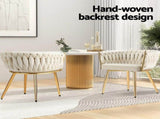 1 Artiss Dining Chair Velvet Armchair Beige UPHO-C-DIN-01-VEL-BG