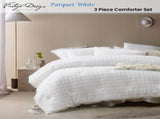 Vintage Design Homewares 3 Pcs Parquet White Comforter Set Queen V442-HIN-COMFORTER-PARQUET-WHITE-QS