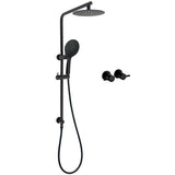Matt Black Round 8" Shower Head Sliding Rail Arm 3 Modes Handheld Arm Dual Set Taps V1233-C4902B22PHR003M4CBKSR108BCPF0282ABK