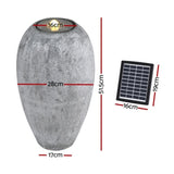 Gardeon Solar Fountain Water Feature Outdoor Fountain LED Lights Beige FOUNT-B-CYLINDER-BG