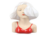 Girl Face Vase Modern Decorative Sculpture Ceramic Head Flower Vase for Living Room Bedroom Office V1294-YM0706-3115230067111