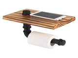 lIron Pipe Wall Mount Paper Holder Rack Wood Shelf Bathroom Toilet V1294-YM0722-JY01086