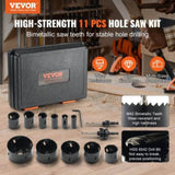 VEVOR Hole Saw Kit, 11 PCS Saw Blades, 2 Drill Bits, 1 Hex Wrench, Bi Metal M42 Hole Saw Set with V952-KJTJSJSPF11HOUAIGV0
