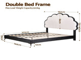 Artiss Double Bed Frame with Adjustable Shell Headboard and PVC Upholstery BFRAME-G-COCO-D-BW-AB