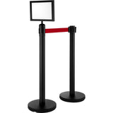 Stanchion Post Barriers 4-Set Line Dividers, Stainless Steel Stanchions with 6.6 Black Retractable V952-GLZ-CBTZ-HS-4JT01V0
