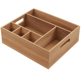 Wooden Cutlery Holder for Dining Table, Multiple Compartments Organizer Box, Ideal for Parties, V1369-AZ3-W-08621