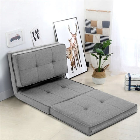 Artiss Floor Lounge Single Sofa Bed Grey Fabric FLOOR-SBL-19LIN-LI-GY