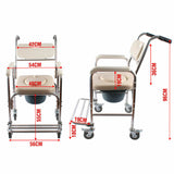 Aluminum Bedside Commode Chair 200kg Mobile Shower Toilet Wheelchair V178-66964
