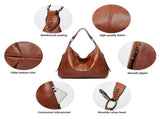 Women's Soft Leather Tote Bags 3pcs Fashion Handbag Wallet Shoulder Purse Set V1263-JX-3524
