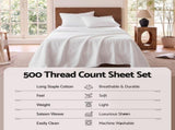 Giselle Kingsingle 500TC Cotton 4Pcs Sheet Set with 40cm Extra Deep Pocket for Thick Mattresses SHEETSETS-TC5-W-KS