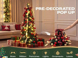 Jingle Jollys Pop Up Christmas Tree Pre Decorated Artificial Christmas Tree 160cm PUT-XMAS-5IN-1