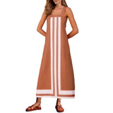 Women Bohemian Floral Dress Summer Casual Color Block Overall Dress Coverups Light Blue S V1369-AZ3-W-11498