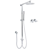WELS Chrome Round 8" Thin Rainfall Head Metal Handheld Sliding Rail Arm Dual Shower Twin Taps Set V1233-SS019CRSC842KSR108CPF0282A