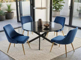Marble Masterpiece Table and Chair Set V264-DNT-410-BLK-DNC-414V-BLU-4