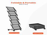 Brochure Display Rack, Foldable 5 Pockets Literature Display Stand, Movable Floor Standing V952-WJZSXLDSDZJLCN4PI001V0
