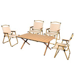 Levede Folding Camping Table Chair Set Oak OD1048