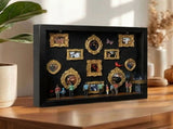 DIY Mini Memory Box Paper Cut Silhouette Shadow Box Kit with Gold Frames and Miniature Figurines for V1366-AZ2-W-14701