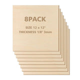 12 X 12 Inch - 3Mm Basswood Sheets Plywood Sheets, 8Pcs Square Unfinished Wood Board for DIY Crafts, V1366-AZ2-W-16165