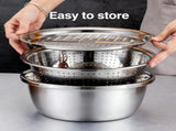 5-in-1 Stainless Steel Shredding Bowl & Drainage Chopping Basin Set Space-Saving Colander with V1366-AZ2-W-10939