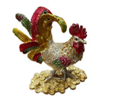 ROOSTER TRINKET JEWELLERY BOX Figurine Home Decor Ornament Chicken Jewelled V563-BR-ROOSTERTRI-JEWLBOX