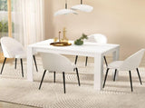 1 Artiss Dining Table and 4 Chairs Set White Sherpa DSET-120WH-VEL150-WHX4