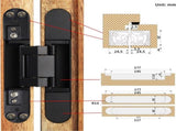 7 Inch Invisible Hinges - Black Pack of 2 - Modern Style - Metallic Finish - Zinc & V1258-DP02-C-100