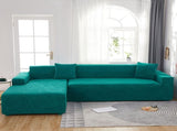 Waterproof sofa cover - Bright green jacquard leaf pattern - For 2-seater sofa V1188-MS101-00945-1