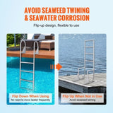 Dock Ladder, Flip-Up 4 Steps, 159 kg Load Capacity, Aluminum Alloy Pontoon Boat Ladder with 50.8 mm V952-MTZTSFSJFHXJDNMHPV0