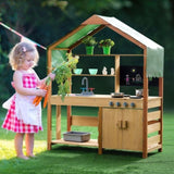 Wooden Mud Kitchen Outdoor Toy Play Kitchen Set for Kids Pretend Playset V952-NJCFTPK40INCI1U56V0