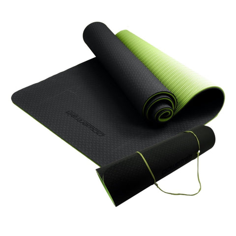 Powertrain TPE Pilates Exercise Yoga Mat 8mm - Black Green YM-TPE-DHG-BGN