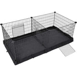 SONGMICS 3 Doors Pet Playpen with Divider Panel and Floor Mat Black V227-8498641000470