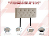 Linen Fabric Single Bed Deluxe Headboard Bedhead - Beige V63-821453