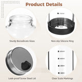 4PCS Salt & Pepper Shakers, Large Glass Spice Jars with Adjustable Pour Holes, Spice Dispensers with V1369-AZ3-W-08748