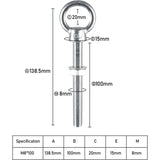 Eye Bolts M10 X 100Mm Stainless Steel Metric Thread M10 Eye Bolts For Fixing And Hanging, 4 pcs V1188-MS-227-0421