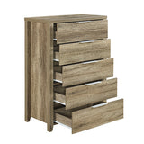 5 Pieces Bedroom Suite Natural Wood Like MDF Structure Double Size Oak Colour Bed, Bedside Table, V43-BDS-CEL-5PC-TBY-DRS-D-OAK