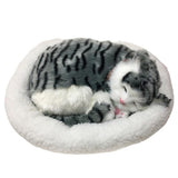 Realistic Sleeping Cat Toy Breathing Cat Stuffed Animal Doll with Mat Plush Toys for Children Home V1294-YM0714-10332433