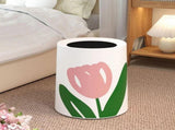 Floral Trash Can Large Mouth Cute Appearance Modern Style Garbage Waste Basket for Kitchen Bathroom V1294-YM0521-3117230064313