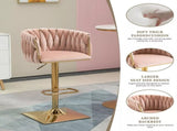 SERENIT Modern Velvet Breakfast Bar Stools Swivel Barstools Adjustable Counter Stools with Backrest V255-GP1782R-PINK