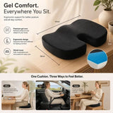 Gel Infused Hip Support Cushion 45x36x7, Crystal Velvet Black, Soft Cooling Surface V1221-XM-LB1783-GM63
