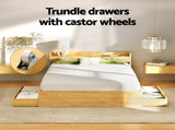 Artiss Bed Frame Double Size with Charging Ports and 2 Drawers AURA WBED-F-AURA-D-WD-ABC