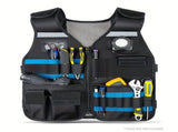 tool vest, multi pocket vest, industrial tool vest, safety vest, tool storage vest, breathable V1102-144-BLA-68377