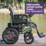 Equipmed Electric Folding Wheelchair, Wide Bariatric Chair Seat, Comfortable for S-XL, Long Range, V219-HELWLCEQPGK4A