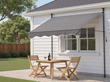 Instahut Window Fixed Pivot Arm Awning Outdoor Door Canopy 2X1.8M Grey AWN-B-FIXED-POLE-12-GY