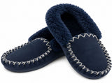 Sheepskin Merino Wool Moccasin Slippers Genuine UGG Slip On - Navy V563-BR-SHEEPMCASINS-NVY-4