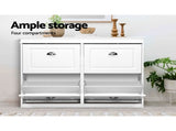 Artiss Shoe Cabinet Bench Set Flip Drawer Hallway Living Room White FUR-S-SHOE-BEN-WH