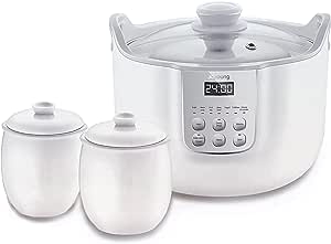 Joyoung White Porclain Slow Cooker 1.8L with 3 Ceramic Inner Containers V214-25