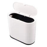 Plastic Trash Can with Press Type Lid Big White Garbage Container Bin for Bathroom Bedroom Kitchen V1294-YM0706-3117230159611