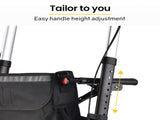 EQUIPMED Foldable Aluminium Walking Frame Rollator with Bag and Seat, Titanium Colour V219-EQHCRL11A